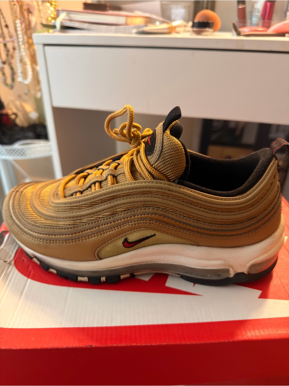 Nike Kids Gold and Black Air Max 97 Sneaker